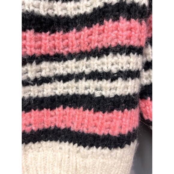 River Island Sweater Womens US 8‎ Loose Knit Off Shoulder Striped Mohair - Picture 7 of 8